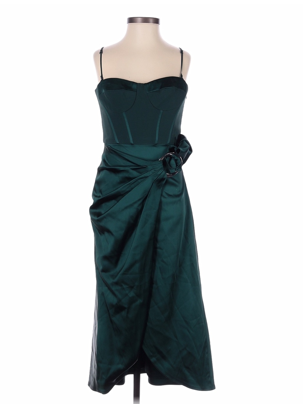 Jonathan Simkhai Emerald Green Wrap Bustier Midi Dress - Sz 2 - Picture 7 of 10